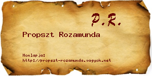 Propszt Rozamunda névjegykártya